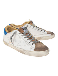 GOLDEN GOOSE DELUXE BRAND Super Star Leather Shearling White Blue