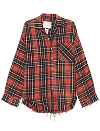 R13 Flannel Boxy Workshirt Red
