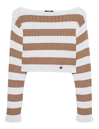 BALMAIN Striped Knit Beige White