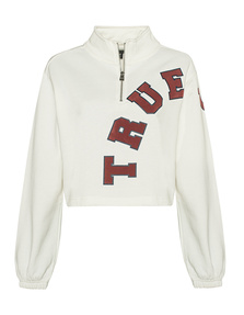 TRUE RELIGION Collegiate Half Zip Winter White