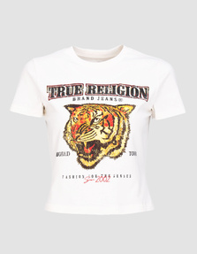TRUE RELIGION Tiger Baby Tee Winter White