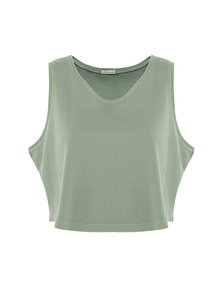 TRUE RELIGION Crop Direct Dye Stone Wash Jade