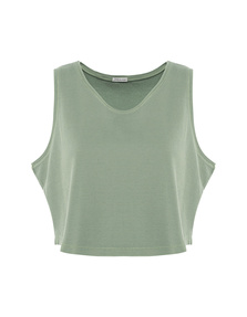 TRUE RELIGION Crop Direct Dye Stone Wash Jade