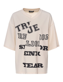 TRUE RELIGION Oversized Logo Short Sleeve Popcorn