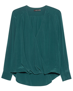 JADICTED Silk Deep V Neck Emerald