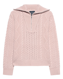 JADICTED Cable Knit Zipper Light Pink