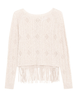 PRINCESS GOES HOLLYWOOD Short Fringes Cable Knit Beige