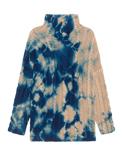 SUZUSAN Cable Hand Knit Royal Blue Light Coffee