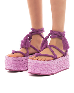 Marant Étoile Elif Braided Raffia Fuchsia