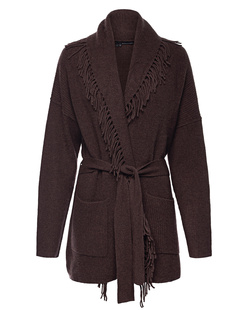 360 CASHMERE Leyla Shawl Collar Fringe Sycamore 