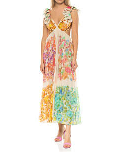 ZIMMERMANN Raie Frill Shoulder Midi Multicolor