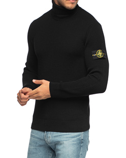 STONE ISLAND Rib Turtle Neck Black