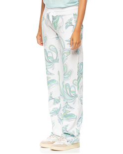 JUVIA Agnes Fleece Retro Print Wide Leg White