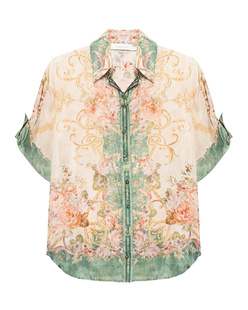 ZIMMERMANN August Short Sleeve Khaki Floral