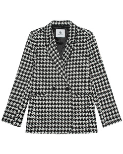 ANINE BING Medeleine Houndstooth Print Black White