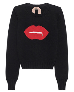 N21 Lips Intarsia Chrystal Black