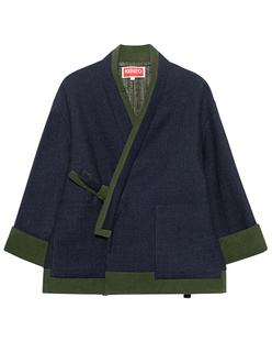 KENZO Kimono Coat Green Navy