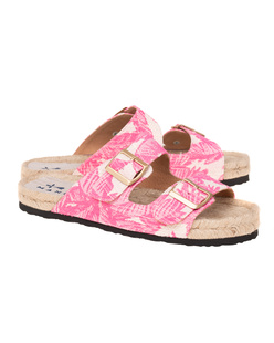 Manebi NORDIC SANDALS Yucatan Bold Pink Palms On Cream
