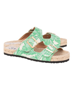 Manebi NORDIC SANDALS Yucatan Palms on Cream Green