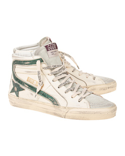 GOLDEN GOOSE Slide Classic White Green