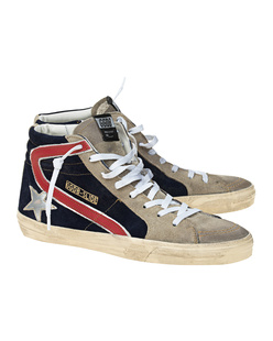 GOLDEN GOOSE DELUXE BRAND Slide Suede Blue Taupe