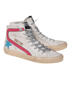 GOLDEN GOOSE Slide Classic Leather White Fuchsia