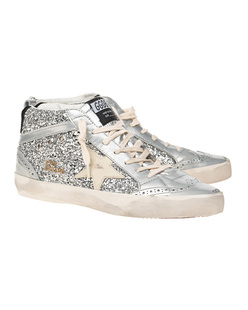 GOLDEN GOOSE Mid Star Classic Glitter Silver