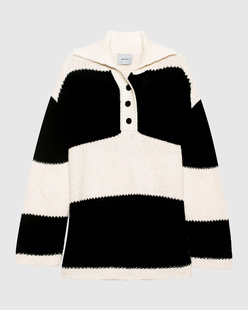 Halfboy Knitted Longsleeve Polo Cream Black