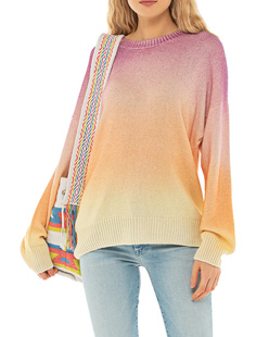 Canessa Cashmere Skyler Round Neck Sunset Multicolor