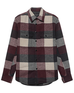 RAG&amp;BONE Wool Engineered Checked Burgundy Buffalo