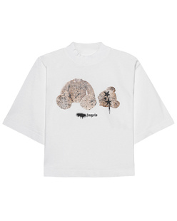 Palm Angels Bear Cropped Tee White