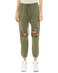 R13 Shredded Knee Dropped Crotch Olive