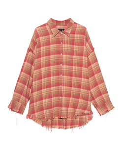 R13 Shredded Seam Drop Neck Pink Plaid