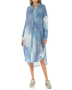 R13 Jumbo Shirt DressBleached Blue Stripe