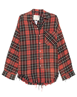 R13 Flannel Boxy Workshirt Red