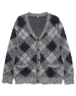 R13 Fluffy Plaid Oversize Grey Green