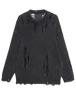 R13 Distressed Oversized Acid Black