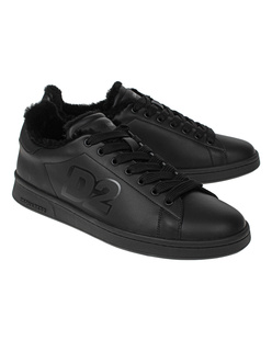 DSQUARED2 Calf Leather Shearling Print Black