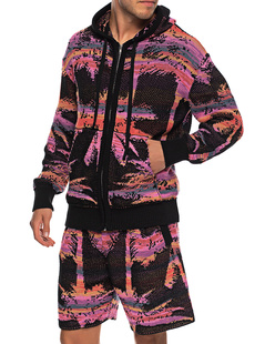 LANEUS Zip Cappuccio Palme Multicolor