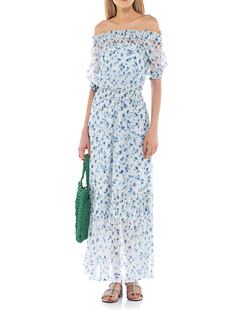 Alessia Zamattio Long Floral White Blue