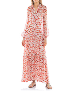 Alessia Zamattio Long Floral Red White