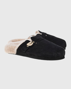 Ancient Greek Sandals Vasilitsa Furry Clog Black