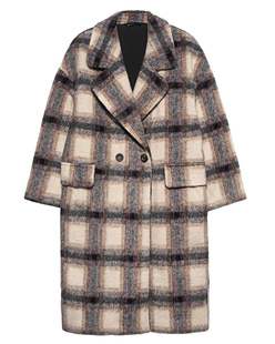 TRUE RELIGION Oversized Drop Shoulder Camel Check