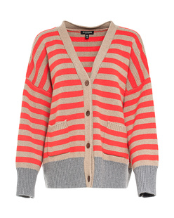 TRUE RELIGION Oversized Stripes Taupe Tomato Red