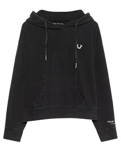 TRUE RELIGION Crop Stone Wash Black