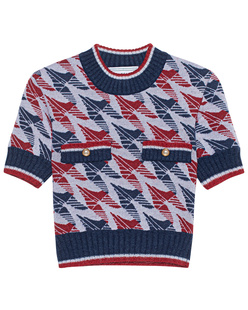 CASABLANCA Aviation Houndstooth Red White Blue