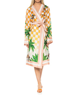 CASABLANCA Printed Silk Robe Tennis Club Multicolor