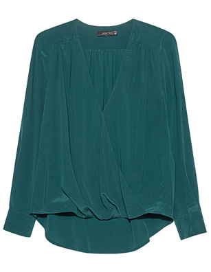 JADICTED Silk Deep V Neck Emerald