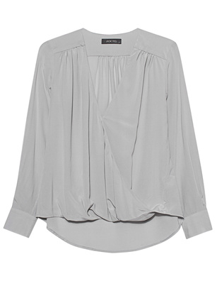 JADICTED Silk Deep V Neck Silver