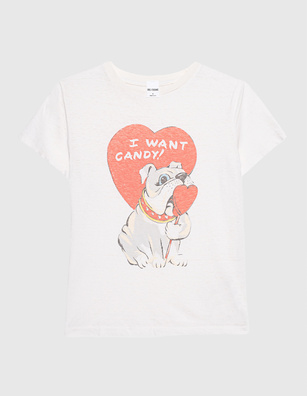 RE/DONE Classic Tee I Want Candy Vintagewhite